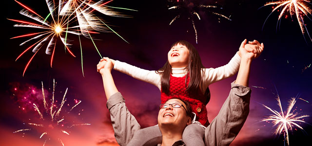 Explosão de fogos de artifício no Reveillon