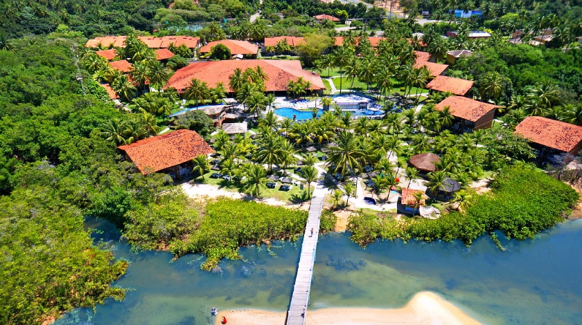 Vista aérea para o Pratagy Beach Resort, resort All-Inclusive no Alagoas