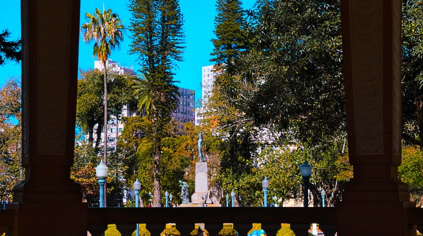 Vista do coreto para a Praça Pedro Sanchez Poços de Caldas