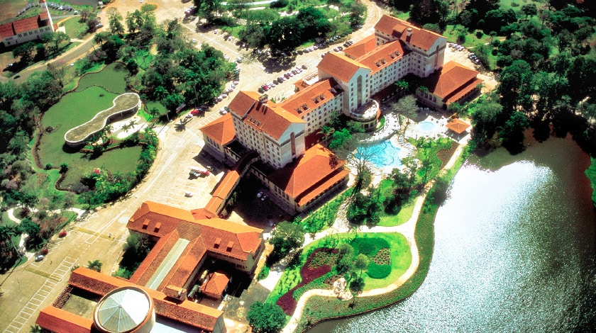 Vista aérea do Grande Hotel de Araxá, no interior de Minas, com programação de Carnaval