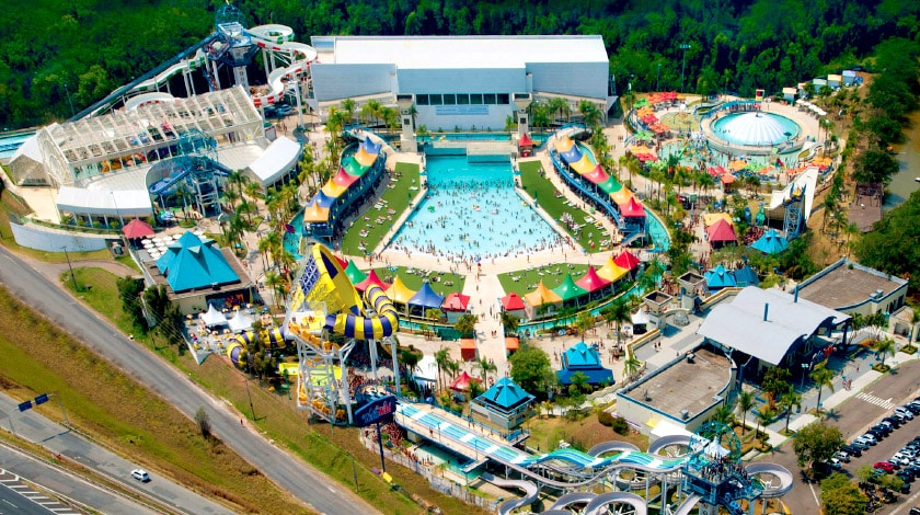 Vista aérea do Wet'n Wild, no interior de São Paulo, um dos melhores parques aquáticos do Brasil