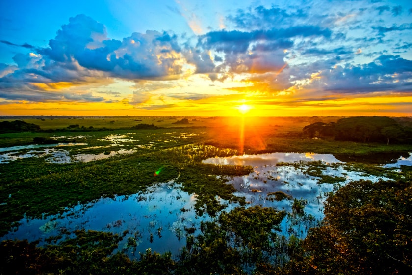 Pôr do sol no Pantanal