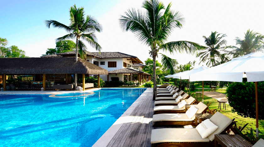Piscina do Campo Bahia Villas Spa, hotel no sul da Bahia