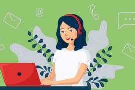 figura de mulher trabalhando em frente ao computador