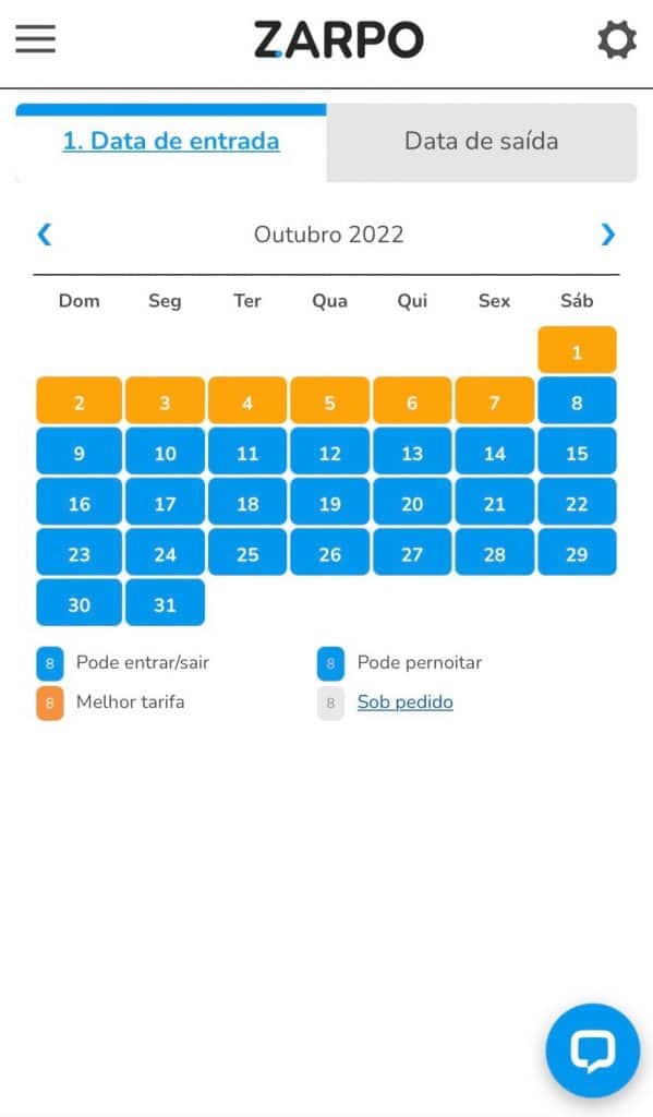 Imagem de um calendário ilustrando como verificar as datas disponíveis