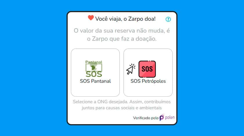 SOS Petrópolis: box de seleção de instituição para doação